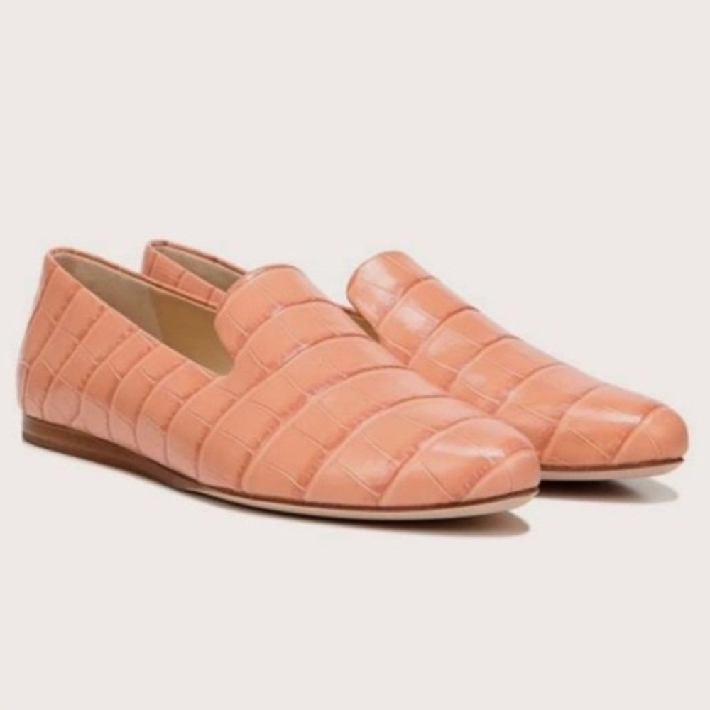 Veronica Beard Griffin Croc Embossed Leather Loafers Flats Shoes 6.5 Italy